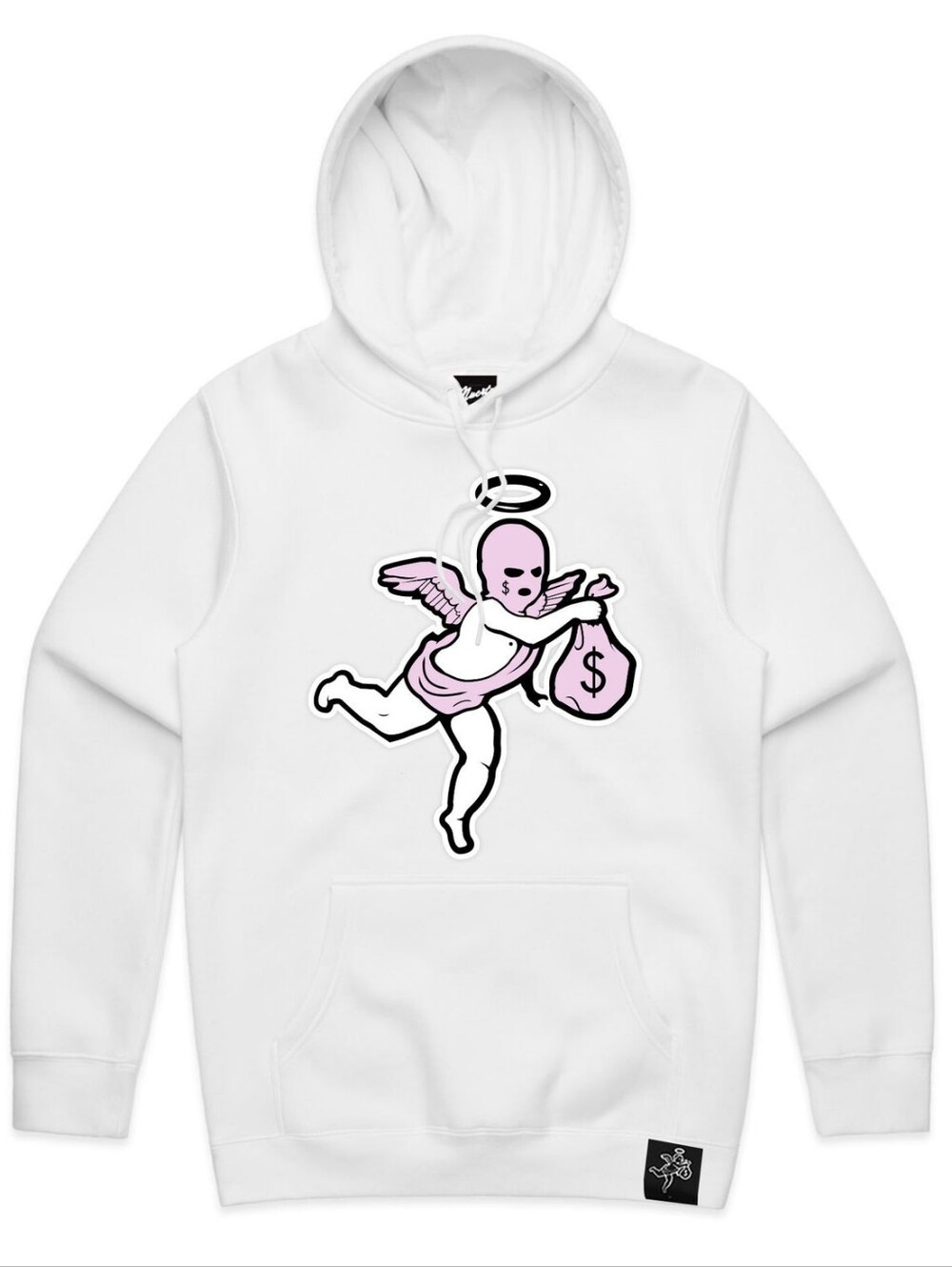 Hasta Muerte White Pink Cupid Ski Mask Money Bag Graphic Hoodie XL